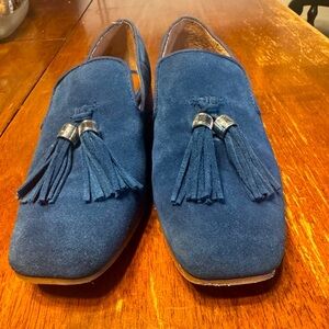 Franco Sarto Blue Suede Tassel Loafers